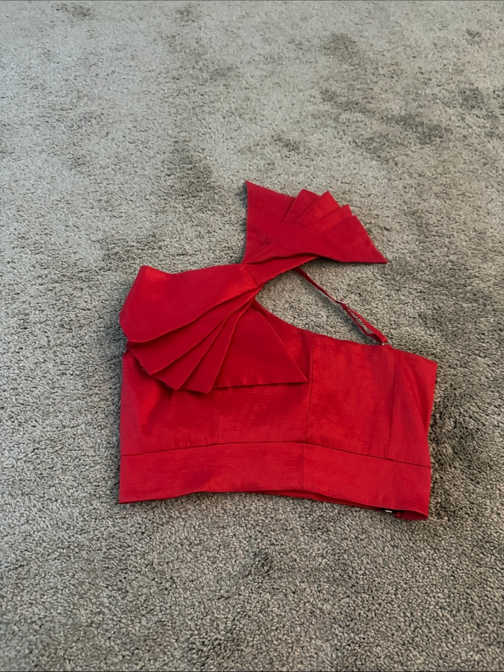 Bebe Red One-Shoulder Ruffle Crop Top